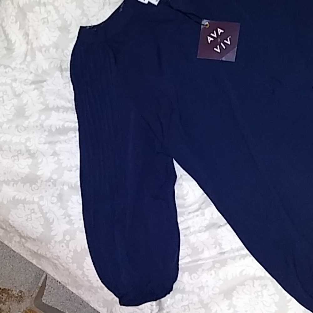 Dark blue plus size blouse - Picture 3 of 4